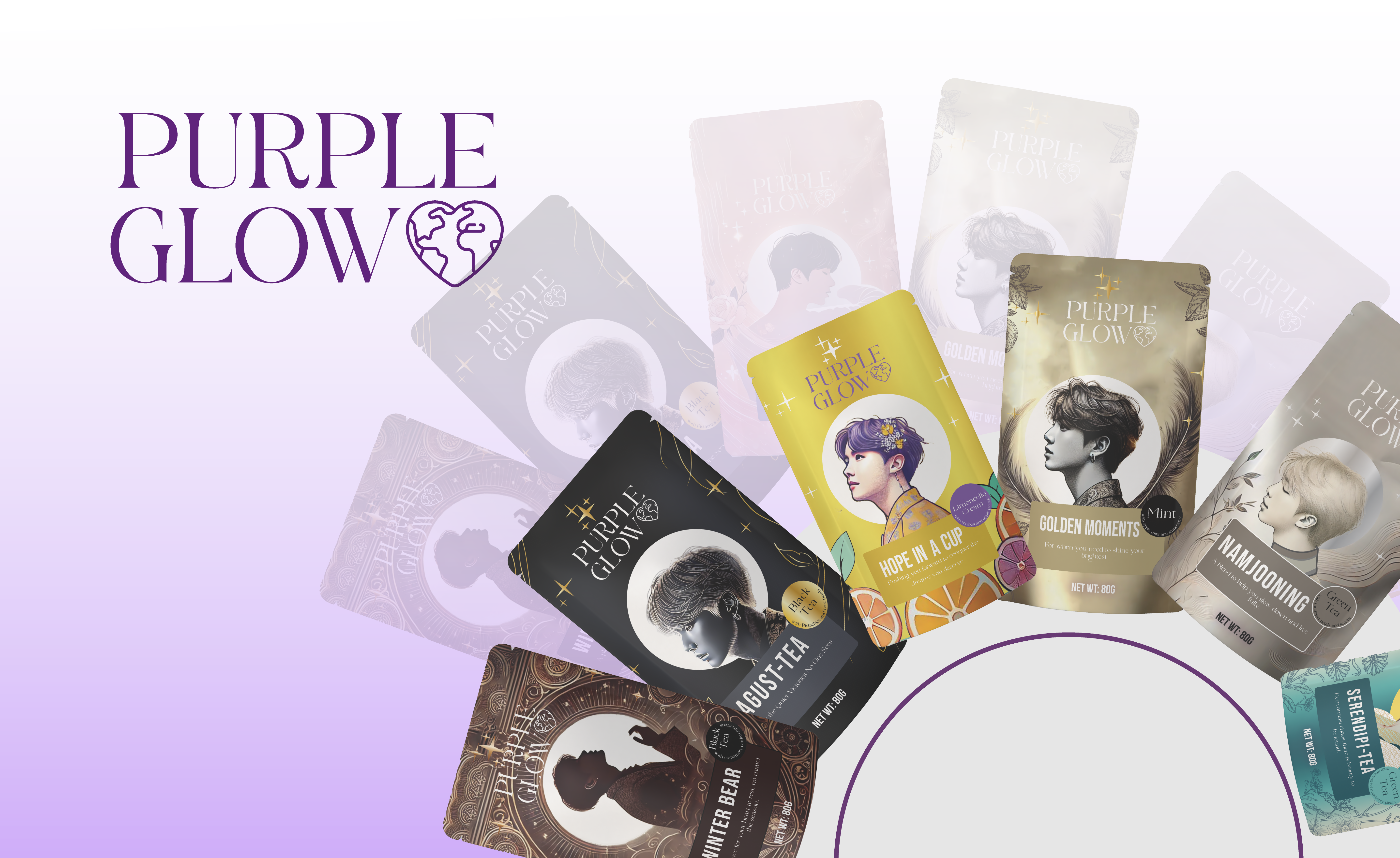 Purple Glow - Tea Packaging design for BTS ARMY armyinconcert purple glow unique tea blends