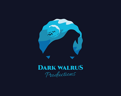 Dark Walrus Productions Logo Concept animation studio cinema dark film game studio logo mascot mascot logo movies production walrus