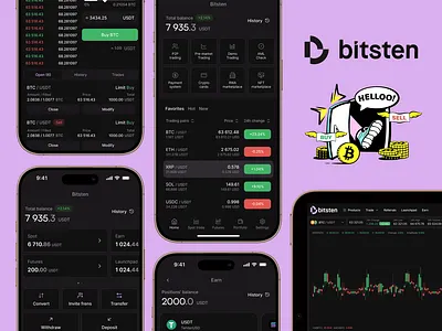 Bitsten CEX bitcoin bitsten blockchain cex crypto ethereum figma illustration mobile nft shadcn trading ui ux web3