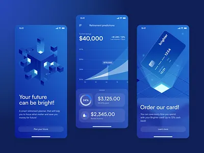 6th Retirement planner app design application bank app design fintech geometric illustration ios isometric mobile mobile app retirement planner ui ux