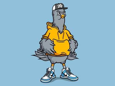 Street Pigeon apparel bird cartoon crumby crumby creative dunks feathers fly hoodie illustration illustrator nike pen tool pigeon shoes smooth lines sneakers streetwear vector vector brush