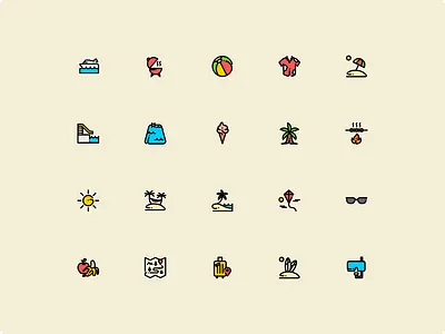 Summer & Traveling Icons flatdesign icondesign