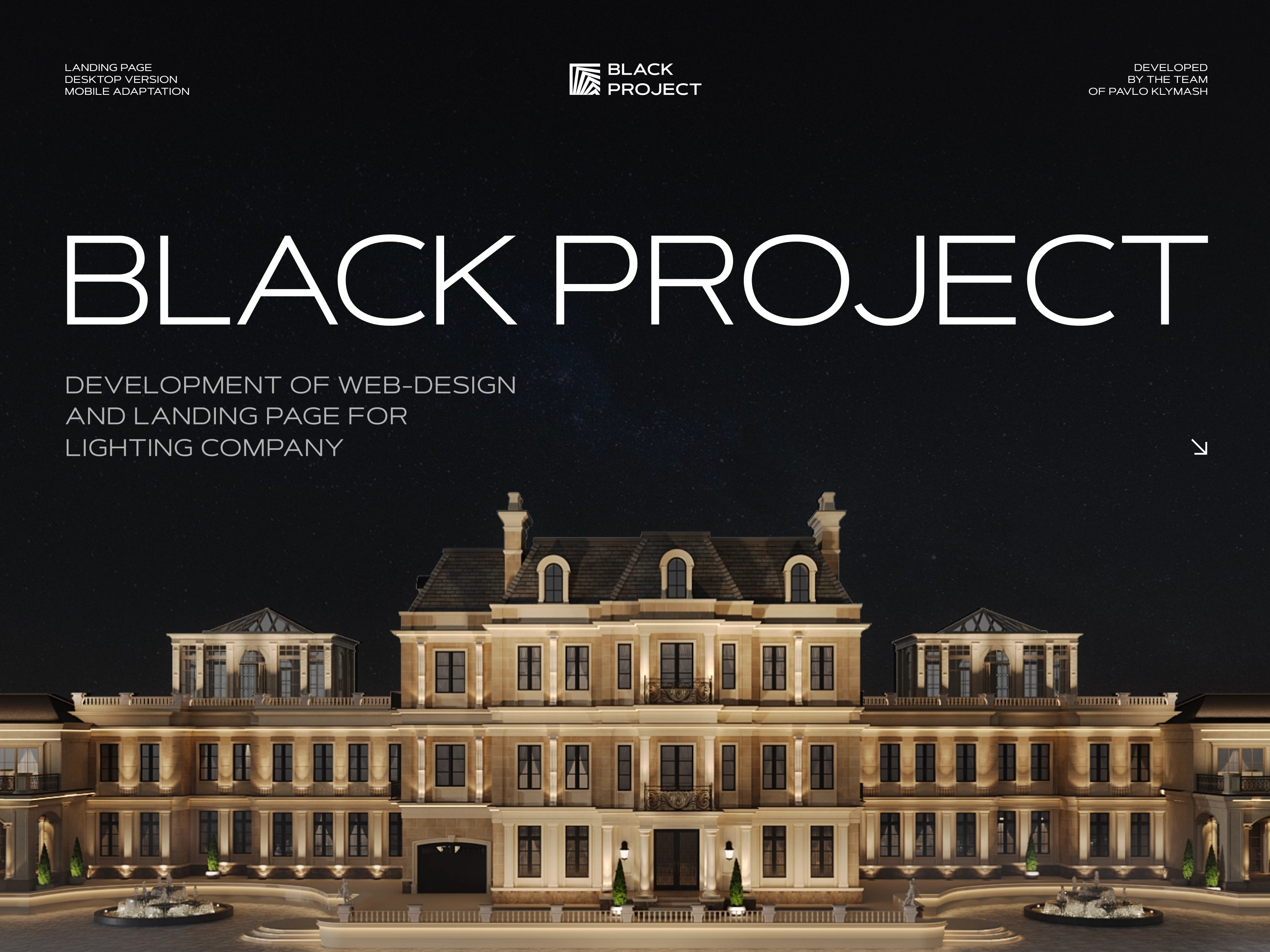Black Project | Modern Lighting & Architecture Landing Page architecture bestdesign building businesswebsite construction creativewebsite darktheme designinspiration digitalagency dribbblepopular interiordesign landing page lightingdesign modernwebsite ui uiux ux visualdesign webdesign website