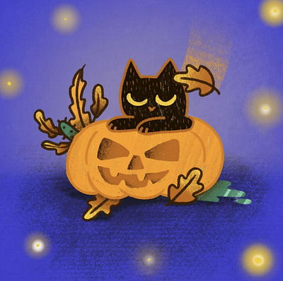 Boo 🎃 blackcat design fall graphic design halloween illustration photoshop procreate