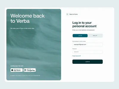 VERBA - Sign Up branding clinic dental design form graphic design login medical sign up ui ux web webdesign