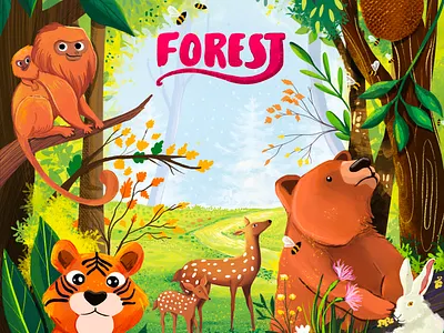 Designed a children's book on seasons and nature in the forest! animal art best design book book cover branding cartoon illustration cartooning childrenbook design ill illustraion illustration illustration art illustrator packaging typography ui vector flat web