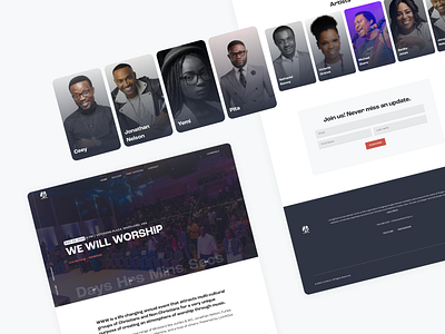 Worship concert website design ui ux web website