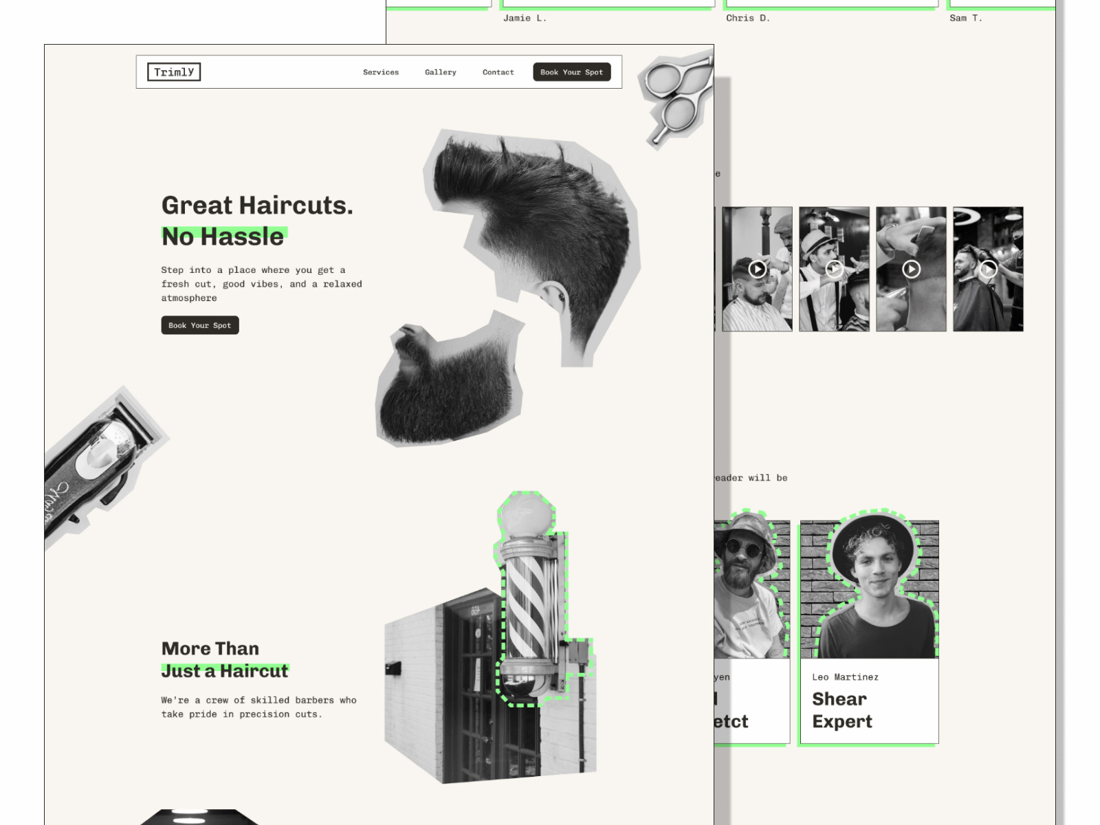 Trimly – Landing Page for Barbershop barbershop landing page retro web design