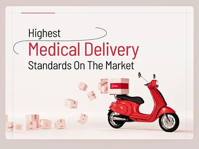 Highest Medical Delivery 3d animation box delivery icons interactive landing medical motion graphics package red scooter vehicle website