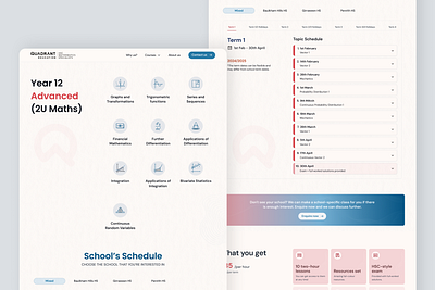 Quadrant - Mathematic Tutoring Website design education figma landing page math tutoring tutoring ui uiux design user experience user interface ux webdesign