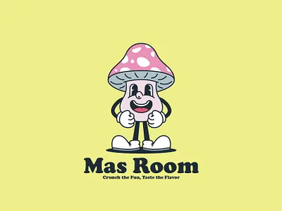 Crispy Mushroom Mascot: A Crunchy Character for a Tasty Brand art brand character chibi crispy cute flat food graphic design illustration logo mascoot mushroom natural restaurant retro vector vintage