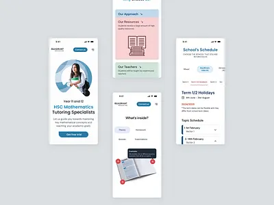 Quadrant - Mathematics Tutoring Website desktop education figma landing mathematics mobile tutoring ui uiux design user experience user interface ux webdesign