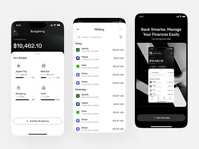 Budgeting Mobile App app banking budget cards clean design finance fireart ios list transactions ui ux