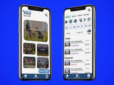 VOLO sports app redesign mockup graphic design ui ux