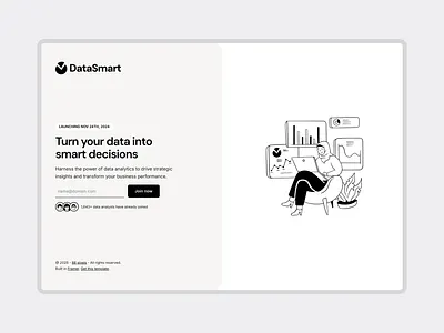 SaaS waitlist page framer framer template join landing page launch minimal modern monochrome notion saas sign up splash page template ui wait list waiting list waitlist web design website