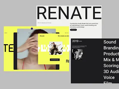 Sound Branding Studio Website audio branding branding branding website digital distortion immersive web interactive web media production modern ui motion effects sound sound design studio platform studio website typography ui concept ui design ux design ux innovation web design website