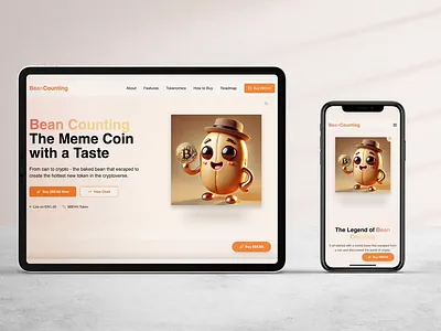 Bean Meme Crypto Landing Website branding graphic design logo ui