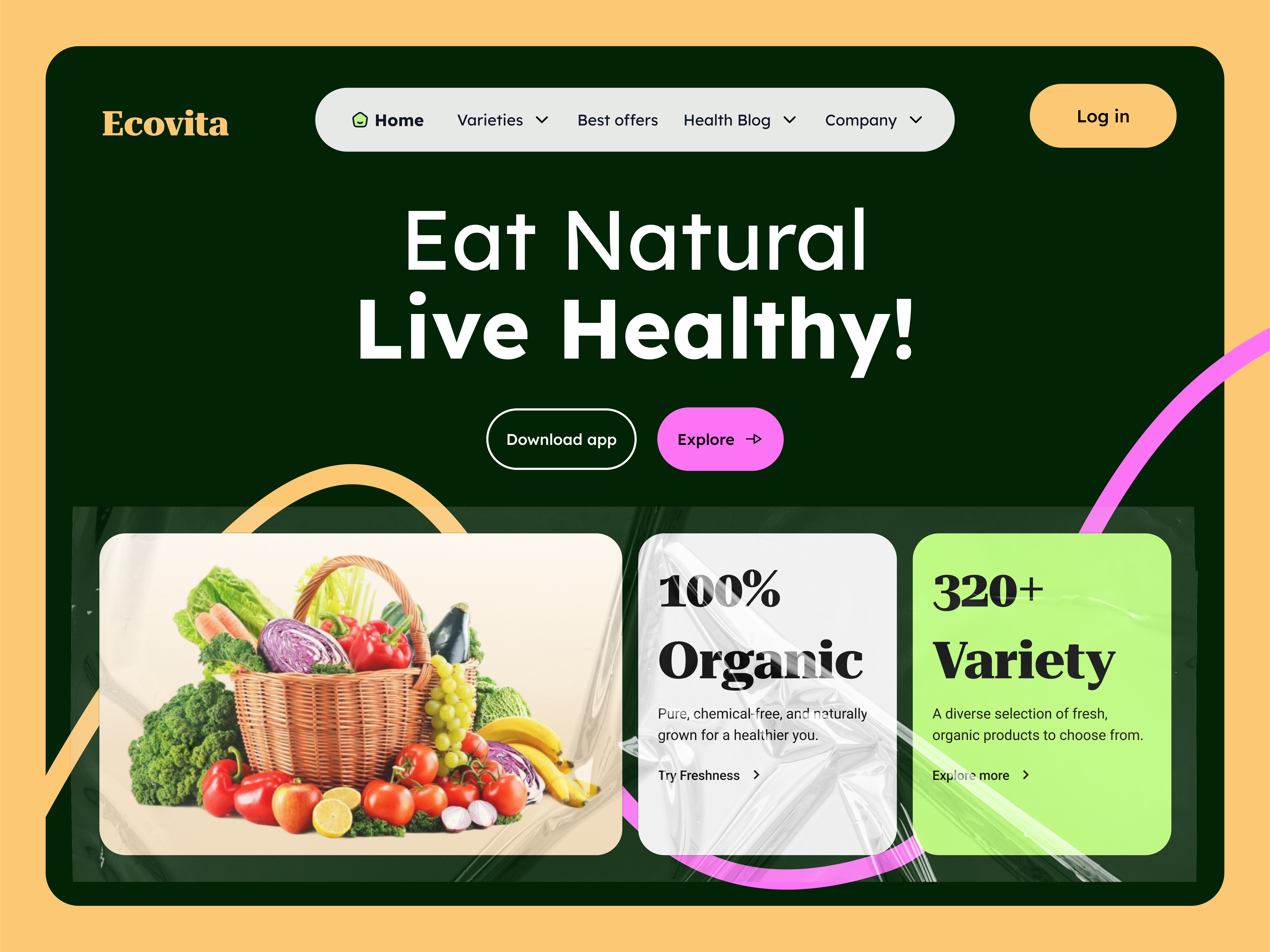 Organic Veggies Landing Page UI, Modern Interface 2024 heroheader landingpage modern organic ui ux website