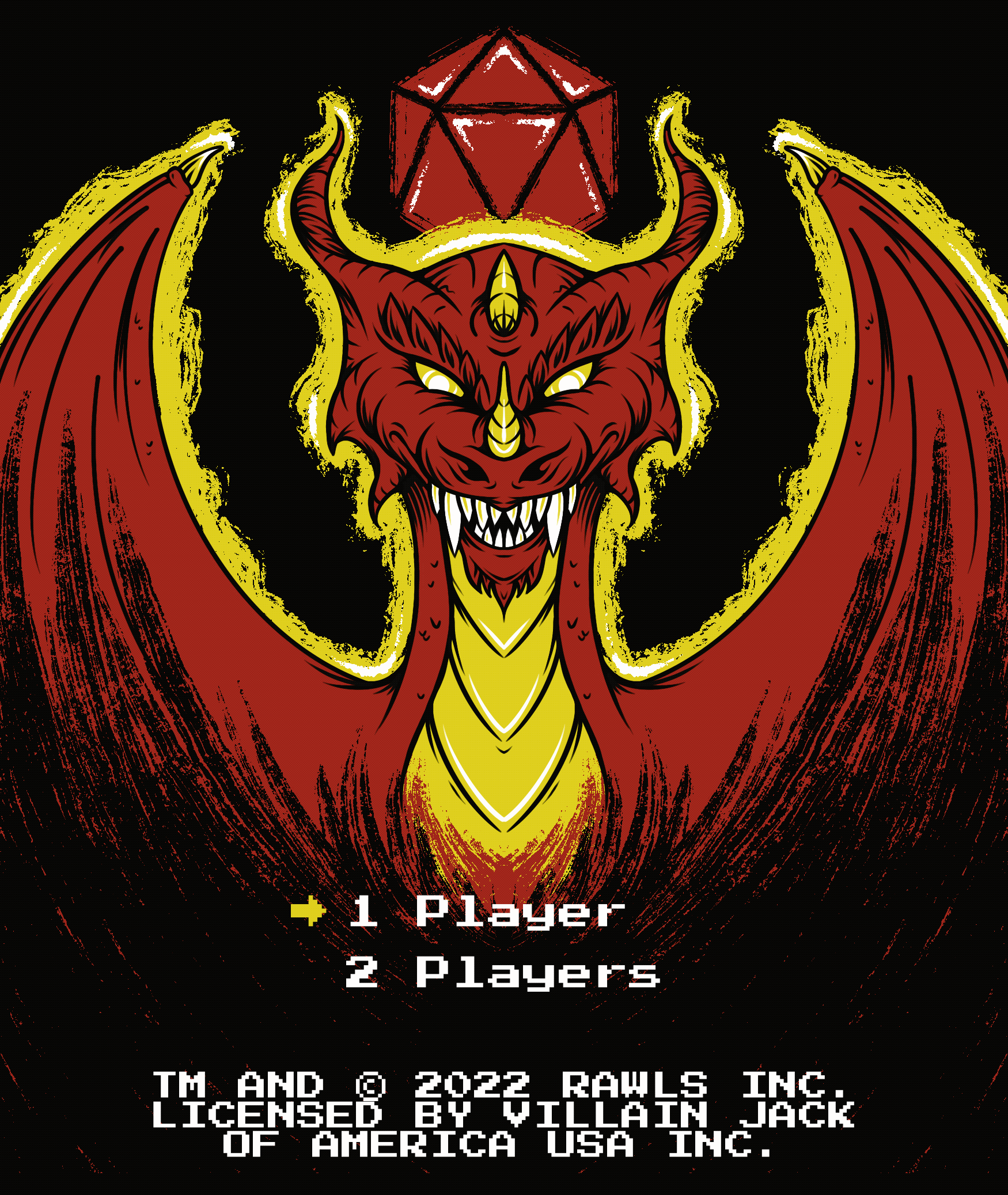 VillainJack's Arcade - Game Screen animation arcade d20 dnd dragon dungeons illustration player1 procreate red retro