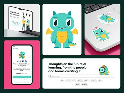Branding and Mascot design for Knowt 🐉 2d 2d illustration 2d mascot art artwork branding creative agency design design studio dsign studio graphic design illustration illustrator logo marketing design mascot mascot design vector web design website illustration