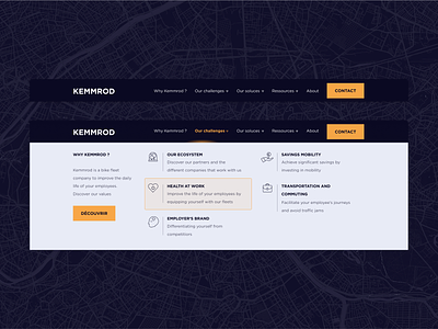 A Mega Menu for the eco-mobility expert KEMMROD graphic design mega menu menu ui ui design webdesign website