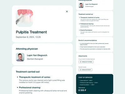 VERBA - Treatment History branding clinic dental dental clinic design form form to fill graphic design history profile treatment history ui uxui visit webdesign