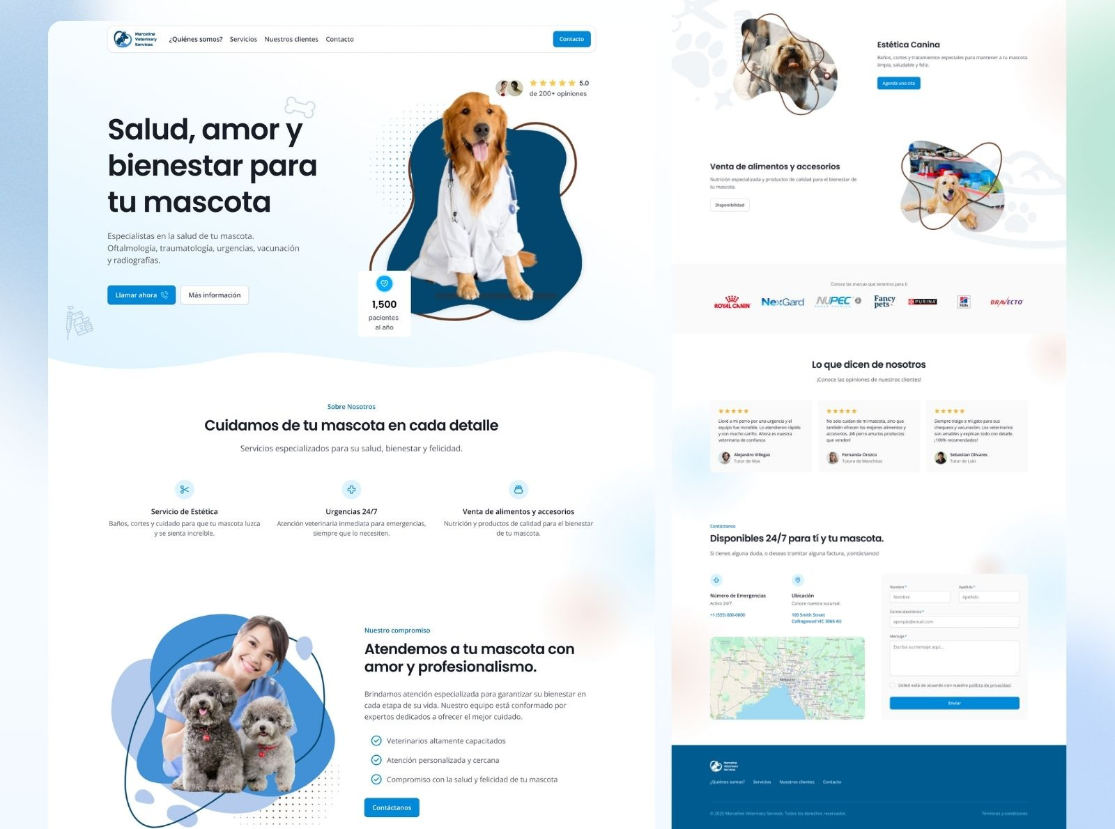 Veterinary Clinic Services Landing Page design figma figma design landing page mockup pet pets ui uiux user experience user interface ux veterinary website design wireframe