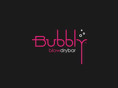 Bubbly Blow Dry Bar bar beauty blow dry bar brand identity branding bubbles bubbly champagne champagne cocktail champagne glass custom typography design illustration dry bar glass graphic design hand lettering logo design self care