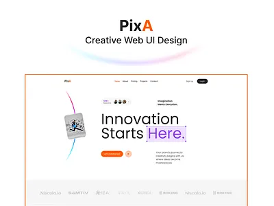 PixA – Creative Agency Web UI Design branding business corporate creative design figma graphic graphic design modern professional ui ui design uiux design user experience user interface ux design web ui design website design