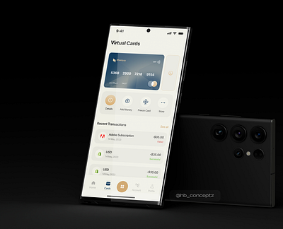 Virtual Card UI Screen for Fintech App dollars fintech fintechapp money naira ui uiux usd virtualcard virtualcardsdesign