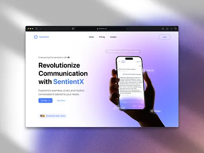 SentientX AI Chat Assistant Landing Page ai ai landing page ai website chat landing