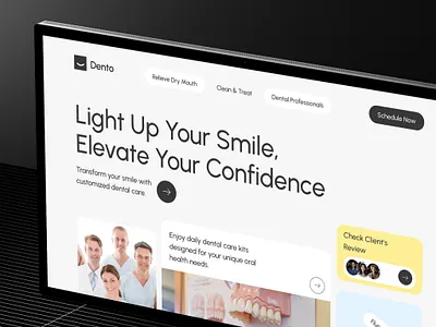 Dento Website animation care claystock clinic dental design footer header health implants landing page medical mobile teeth ui ux web design website