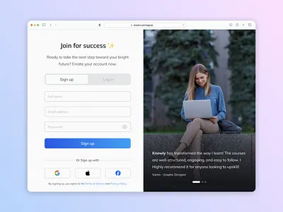 👋eLearning Login & Sign-Up e learning website log in login login page sign up signup signup page ui design web design
