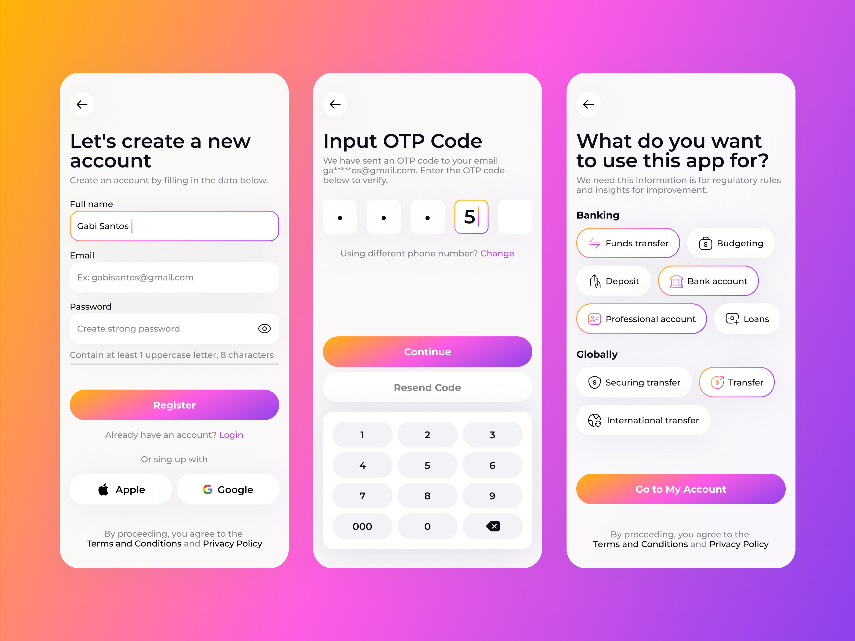 Creating an account in the mobile app, Icons | Pesoredee account app finance finance icon fintech funny icon icons input mobile mobile app otp code personal account product product design steps for creating tags ui ux uxui