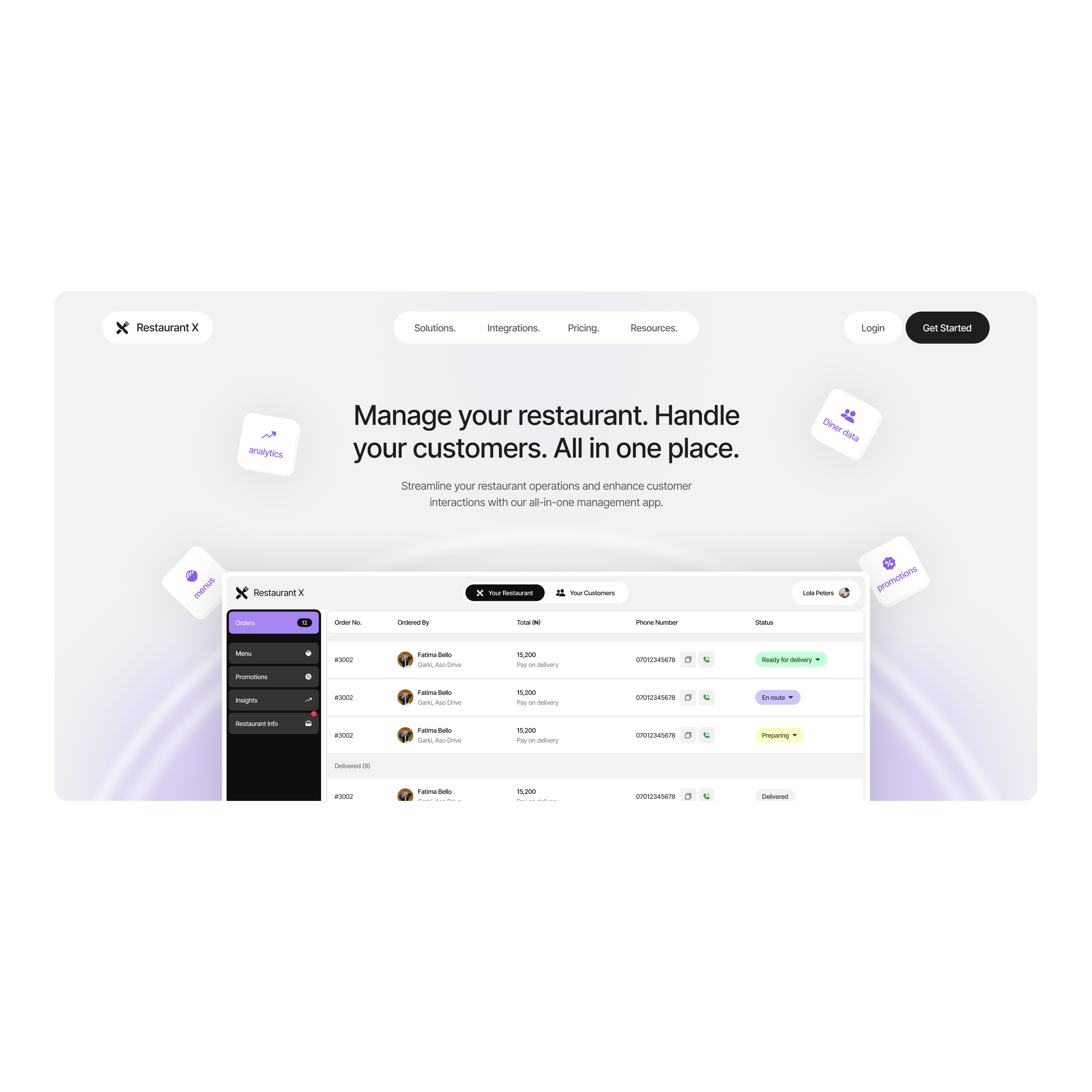 Landing Page Hero Exploration for a restaurant management app. branding design graphic design illustration logo ui ux web design web development webflow