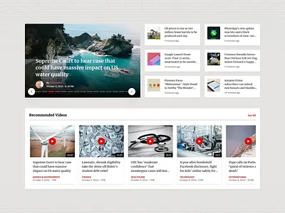 News Portal UI - Slider & Trending Stories & Videos carddesign cardui dailyui dribbble mediadesign minimalui modernui newsportal newsui productdesign ravidelixan responsivedesign typographydesign uidesign uiux uxdesign webdesign