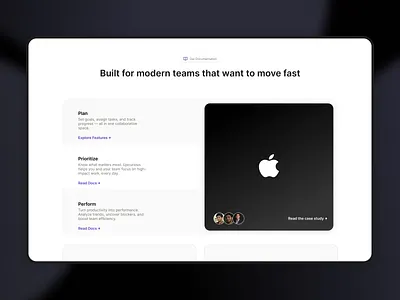 ✤ Case Study Section | Team Management Software case study section document section marketing landing page saas team management
