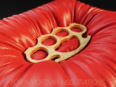 For important negatiations fight fighter fist important knuckleduster pillow red street talk war weapon