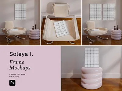 Framed Poster Print Mockups SOLEYA I. 3d design a2 poster a3 poster art mockup artwork mockup brand identity branddesign design frame mockup framed poster graphicdesign illustration mockup instagram post interior design photoshop mockup post modern design poster frame psd mockup silver frame visual design