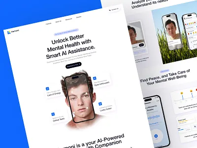 Harmoni - Mental Health AI Assistance ai assistance care clinic design detection elementor framer health landing mental page platform scan treatment ui webflow website wordpress