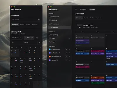 Calendar — Untitled UI calendar dark mode event planner product design ui design user interface