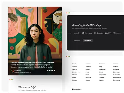 Contact page sections — Untitled UI contact page contact us get in touch quote testimonial web design