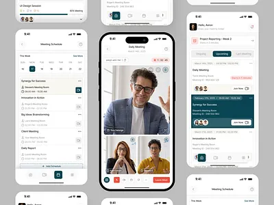 Roundup -Smart Meeting Mobile App ai ai metting business tools calls card chatting clean comunication conference design meerting apps meeting mobile app task task app task management ui uiux ux video call