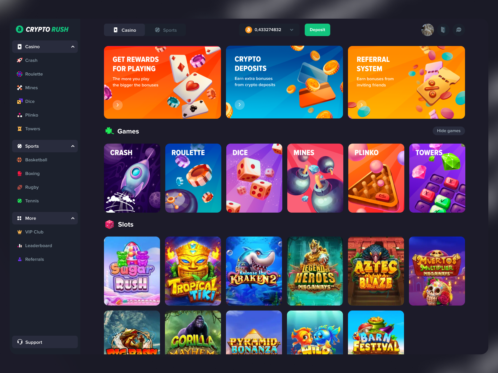 Example of Online Casino (Desktop + Mobile)