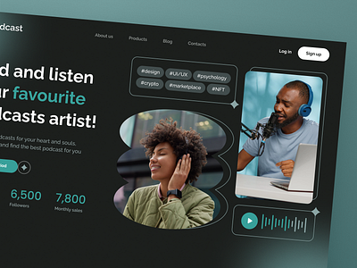 🎙 Podcast Web Site | Hyperactive audio dark deep talk design graphic design hero inspiration mental health music podcast podcast platform product design ui ux web design