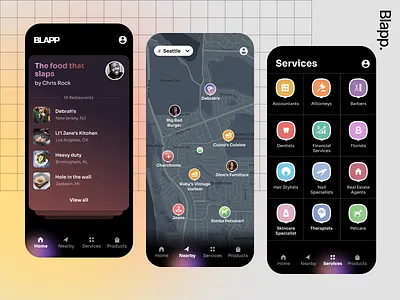 Blapp: An app for black-owned businesses black owned gradient ios mobile ui