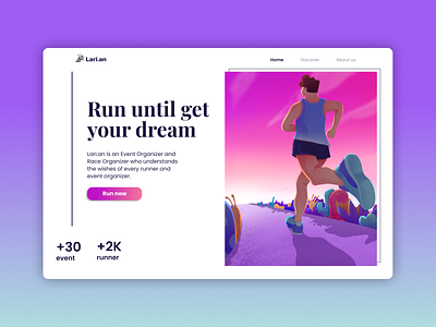 Lari.an - landing page design event home page illustration landing page marathon modern run running event uiux vector web website