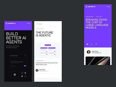 Xpander - Mobile agent black blog chart clean dark design diagram helevetica mobile modern phone responsive single page blog typography ui ux violet