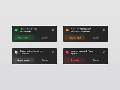 Alert notifications alert button card design dialog box flat graphic design info minimal modal notification pending popup snackbar success toast try again ui ux warning