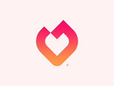 Hot heart Mark design geometry glitch gradient heart hot icon illustration logo mark